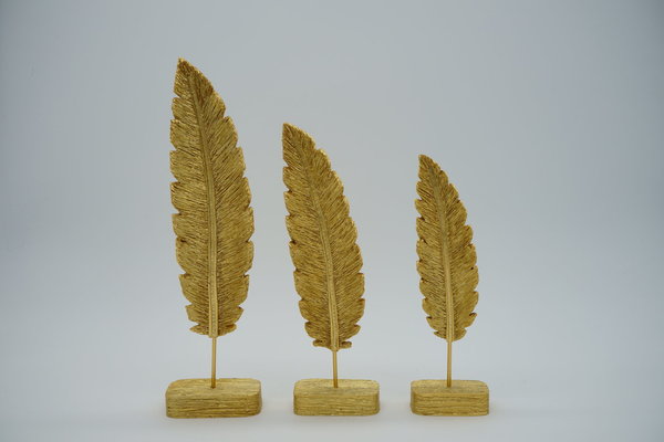 Bney - Set van 3 Standbeelden Veren (Goud)