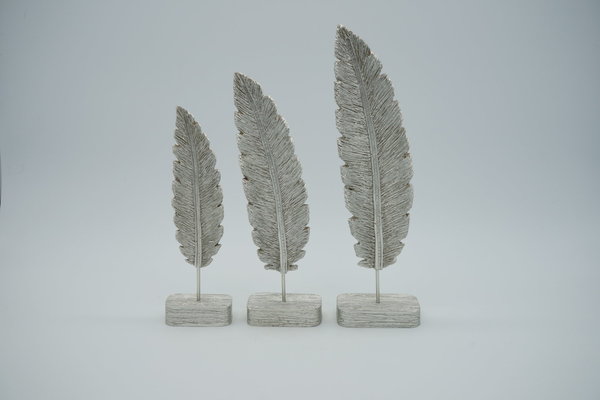Bney - Set van 3 Standbeelden Veren (Zilver)