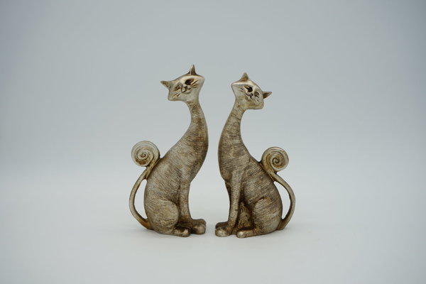 Jhu - Set van Twee Kattenbeelden (Brons)