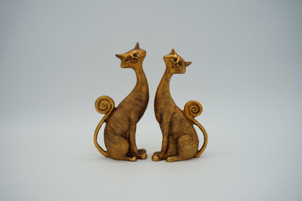 Jhu - Set van Twee Kattenbeelden (Goud)